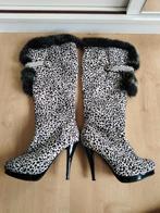 Panterprint laarzen, Kleding | Dames, Schoenen, Hoge laarzen, Wit, Ophalen of Verzenden, Gedragen