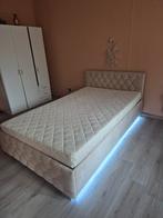 Gestoffeerd Bed Nizza 120200 cm- Beige-Led Verlichting, Huis en Inrichting, Ophalen of Verzenden, Zo goed als nieuw, Eenpersoons