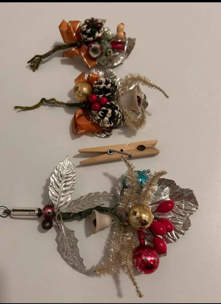 3 antieke oude kerst tafel corsages kerstversiering, Diversen, Kerst, Gebruikt, Ophalen of Verzenden