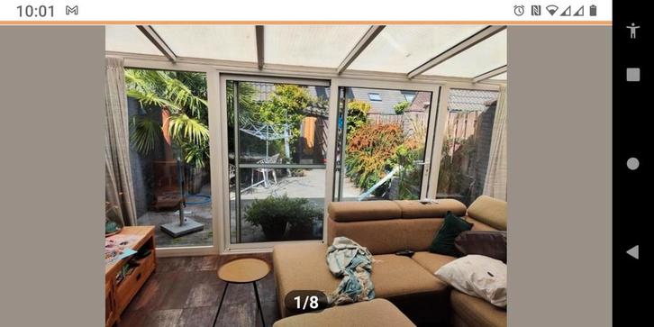 Aluminium schuifpui met schuif hordeur, Doe-het-zelf en Verbouw, Kozijnen en Schuifpuien, Gebruikt, Schuifpui, Aluminium, 225 cm of meer