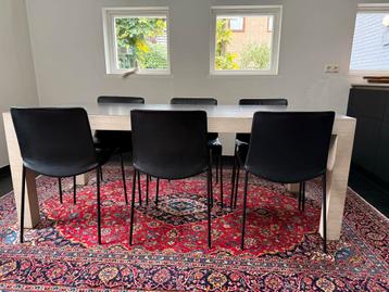 6 Zwarte Leren Walter Knoll Eetkamerstoelen - Perfecte staat beschikbaar voor biedingen