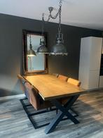 Eettafel + lampen + spiegel, Huis en Inrichting, Ophalen, 200 cm of meer, 50 tot 100 cm, Zo goed als nieuw
