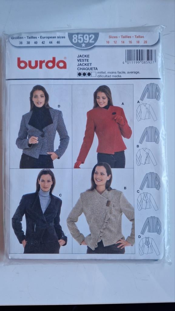 Burda Modepatroon 8592 - Nieuw!, Vrouw, Nieuw, Jas, Burda
