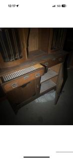 Oude houten kast met lades en deuren, Ophalen, Gebruikt, 100 tot 150 cm, Met lade(s)