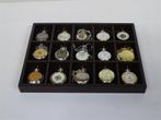 A6077. Unieke collectie van 16 zakhorloges inclusief opbergb, Ophalen of Verzenden, Staal, Overige merken