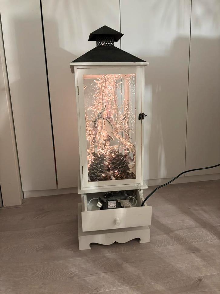 Lantaarn met kerst verlichting, Huis en Inrichting, Woonaccessoires | Zuilen en Pilaren, Zo goed als nieuw, Ophalen