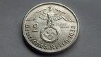 WO2 2 Reichsmark 1938B zilver nazi duitsland, Ophalen of Verzenden, Duitsland, Losse munt, Zilver