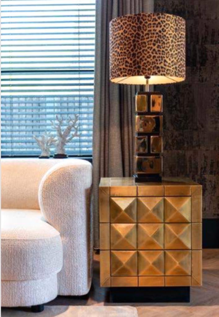 Richmond Interiors 1 Nachtkastje / Bijzettafel Collada goud, Huis en Inrichting, Slaapkamer | Nachtkastjes, Zo goed als nieuw