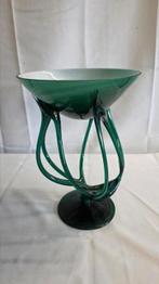 Jozefina Krosno Art Glassschaal – groen designobject, Ophalen of Verzenden