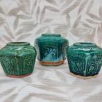 Vintage Gemberpotten Set (3 stuks), Gebruikt, Aardewerk of Porselein, Ophalen of Verzenden, Minder dan 50 cm