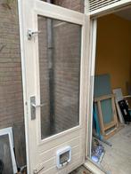 Gebruikte Buitendeur met Glas en Kattenluik 83x201 opdek, Ophalen, Gebruikt, 80 tot 100 cm, 200 tot 215 cm