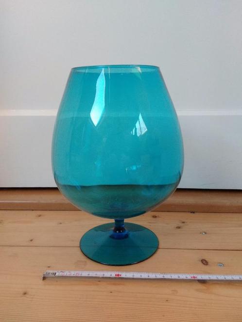 Supergroot cognacglas, turkoois, jaren 70, Huis en Inrichting, Woonaccessoires | Overige, Zo goed als nieuw, Ophalen of Verzenden