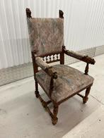Antieke Fauteuil / Kasteel Stoel met Leeuwenkoppen, Ophalen of Verzenden