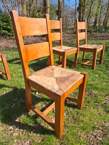 4 vintage brutalist stoelen midcentury eiken stoel japandi  beschikbaar voor biedingen