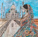 Taj Mahal met Indiase Vrouw, Antiek en Kunst, Kunst | Tekeningen en Foto's, Verzenden