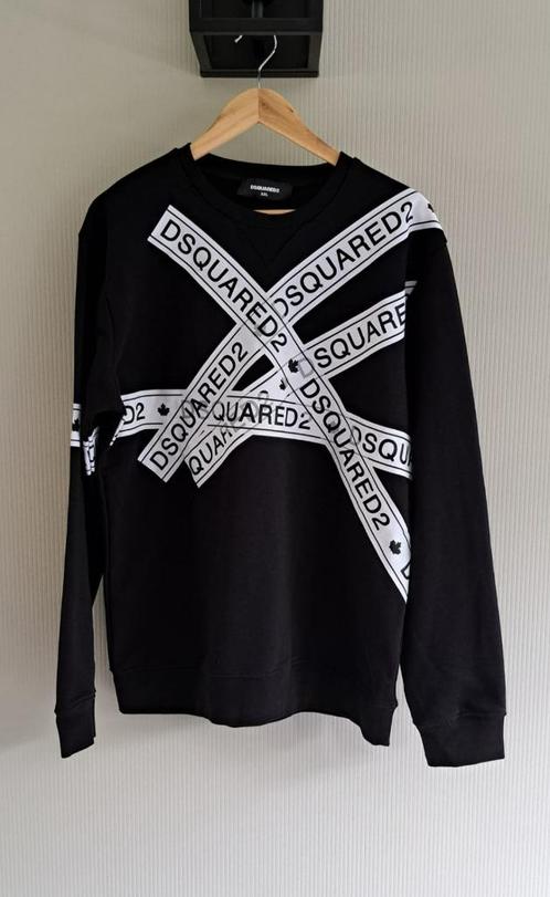 Designer sweater Dsquared2 maat XXL zwart ' Logo - Tape ', Kleding | Heren, Truien en Vesten, Zo goed als nieuw, Overige maten