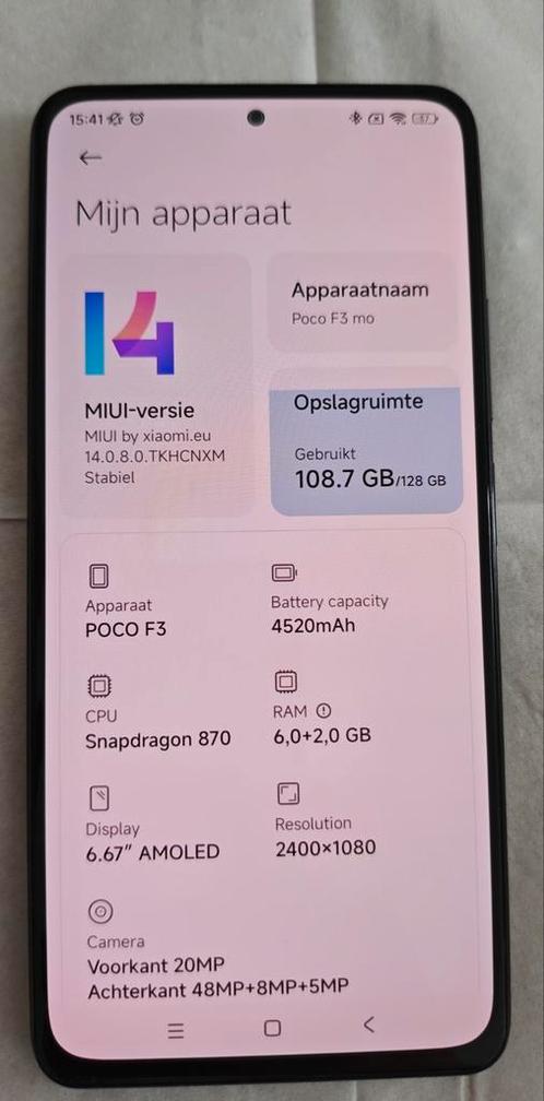 Xiaomi Poco F3 6+2/128 gb zwart incl lader en case, Telecommunicatie, Mobiele telefoons | Overige merken, Zo goed als nieuw, Ophalen of Verzenden