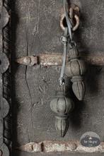 Houten klos ornament hanger leren veter hang stoer sober, Verzenden, Nieuw