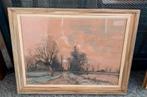 Schilderij aquarel Jan van der Stap voorstelling Delft., Ophalen of Verzenden