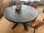Magazijn leegverkoop ronde eettafel zwart mangohout matrix, Nieuw, Ophalen of Verzenden, Info@wkhome.nl, Argonweg 20 Amersfoort