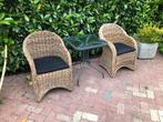Terrasset / terrastafel met stoelen, Bijzettafel, Rotan, Zo goed als nieuw, Tuinset