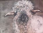Schilderijtje Wallis schaap Bobbie Texel, Antiek en Kunst, Ophalen of Verzenden