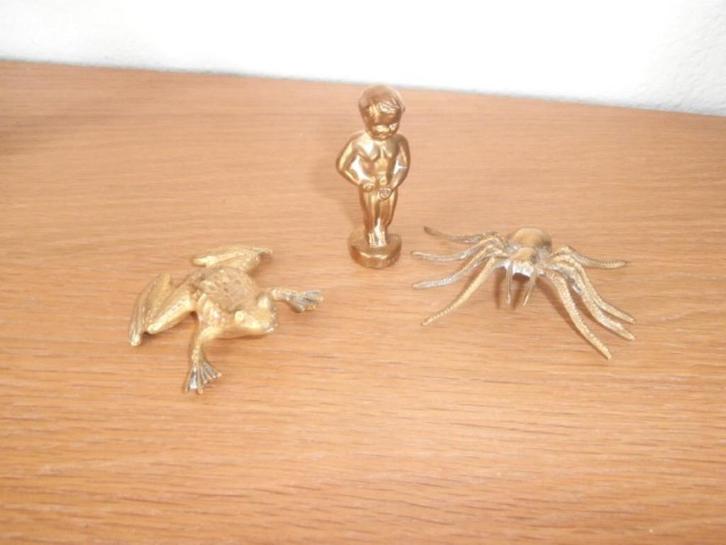 Koper Beeldjes Manneke Pis - Kikker - Spin - Gans 1960, Antiek en Kunst, Antiek | Koper en Brons, Koper, Verzenden