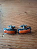 ART DECO manchetknopen met barnsteen,koraal, of ander edel, Ophalen of Verzenden, Zo goed als nieuw, Zilver