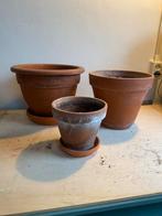 Terracotta Bloempotten met Schotel - De Baarsjes, Tuin en Terras, Bloempotten, Ophalen, Gebruikt, Rond, Binnen