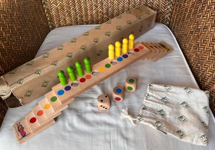 Janbibejan - bruggetje lopen - compleet, Hobby en Vrije tijd, Gezelschapsspellen | Bordspellen, Gebruikt, Een of twee spelers