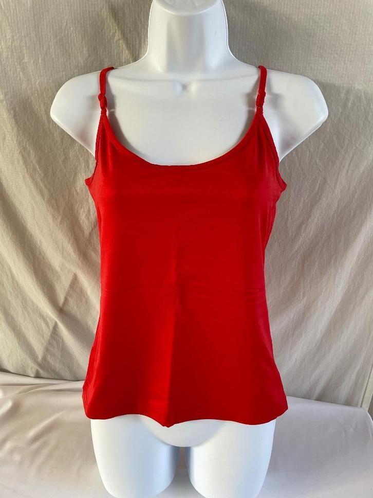 Rode glans spaghetti Top – Maat M, Kleding | Dames, Tops, Zo goed als nieuw, Maat 38/40 (M), Rood, Zonder mouw, Ophalen of Verzenden
