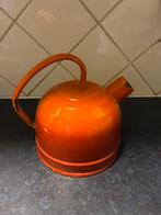Vintage oranje emaille fluitketel, Antiek en Kunst, Ophalen