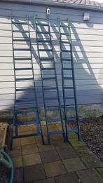 3 delige houten ladder, Doe-het-zelf en Verbouw, Ladders en Trappen, Ophalen, Gebruikt, 4 meter of meer