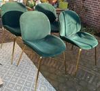 4 groene velvet stoelen met messing poten gratis, Ophalen, Gebruikt, Overige kleuren, Vier