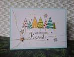 gestempelde kerstkaart, kerstbomen, een schitterende kerst, Ophalen of Verzenden, Nieuw, Kerst