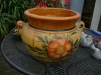 Een mooie geschilderde buitenpot, Tuin en Terras, 25 tot 40 cm, Gebruikt, Rond, Minder dan 40 cm