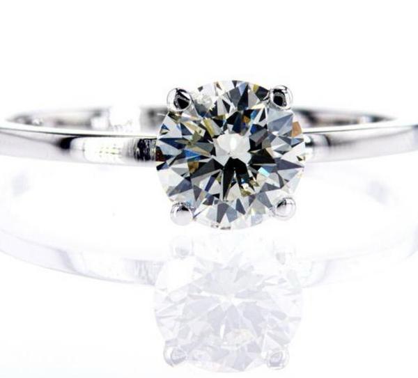 Exclusieve verlovingsring 1,01ct natuurlijke diamant 14k wit, Sieraden, Tassen en Uiterlijk, Ringen, Nieuw, Dame, 17 tot 18, Wit