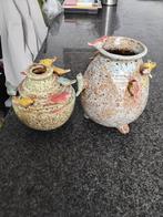 2 vaasjes met vogeltjes, Ophalen of Verzenden, Glas, Minder dan 50 cm