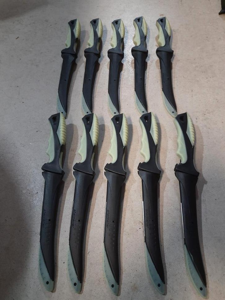 10 luxe fileermessen met opberghoes en geïntegreerde slijper, Huis en Inrichting, Keuken | Bestek, Nieuw, Los bestek, Rvs of Chroom