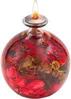 Olielamp - Bolkaars - Glazen Vaas - Kaars- Rood en Goud, Overige materialen, Nieuw, Ophalen of Verzenden, Minder dan 25 cm
