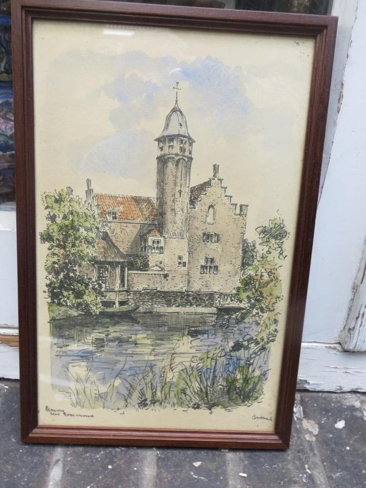 RENESSE, SLOT ROERMOND, Kl. Litho van Brobbel (Geschenk ), Antiek en Kunst, Kunst | Litho's en Zeefdrukken, Ophalen of Verzenden