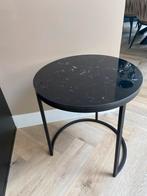 Zware zwart/witte marmeren salontafel/bijzettafel., Minder dan 50 cm, Rond, Zo goed als nieuw, Ophalen