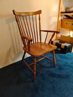 Ouderwetse eikenhouten stoel met armleuningen, Huis en Inrichting, Stoelen, Ophalen, Gebruikt, Bruin, Eén