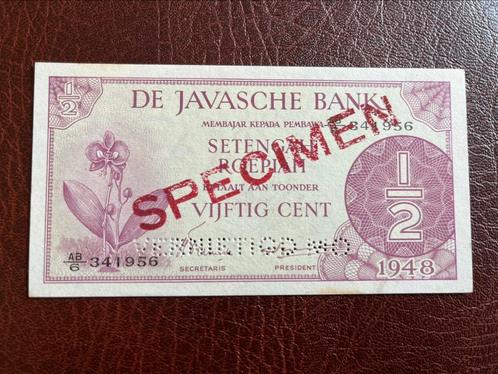 Nederlands-Indië 1/2e gulden 1948 zeldzame specimen, Postzegels en Munten, Bankbiljetten | Nederland, Los biljet, Ophalen of Verzenden