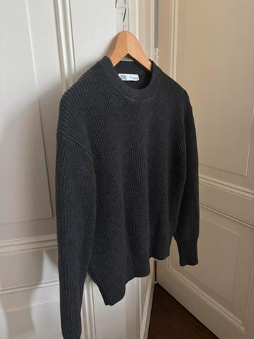 Zara grijze knitted sweater, antraciet kabeltrui maat S/M beschikbaar voor biedingen