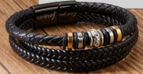 Nieuwe Leren armband voor heren en jongens, Sieraden, Tassen en Uiterlijk, Armbanden, Nieuw, Leer, Zwart, Met bedels of kralen