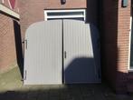 Mahonie houten garagedeuren met ronding, Doe-het-zelf en Verbouw, Deuren en Horren, Ophalen, Gebruikt, Garagedeur, Hout