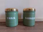 Twee groene vintage blikken suiker thee, Antiek en Kunst, Ophalen of Verzenden