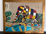 Olifanten olifant schilderij 110x90 incl lijst, Ophalen of Verzenden