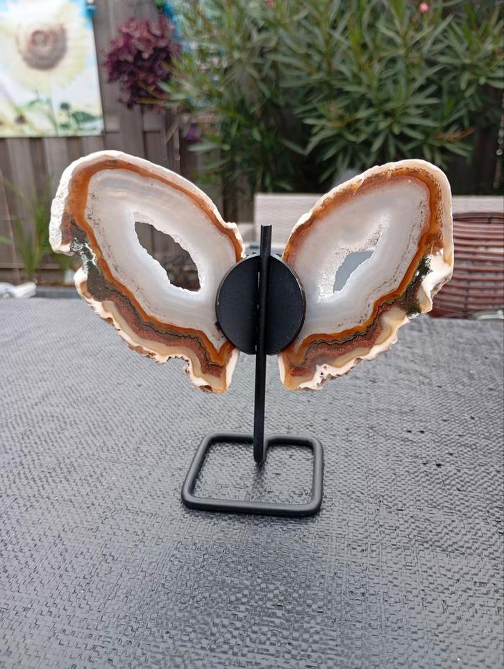 Agaat Vlinder op Standaard - 15x15cm, Huis en Inrichting, Woonaccessoires | Wanddecoraties, Nieuw, Ophalen of Verzenden